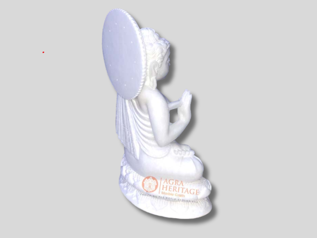 White Marble Sign of Calm Sleeping Budism Statue